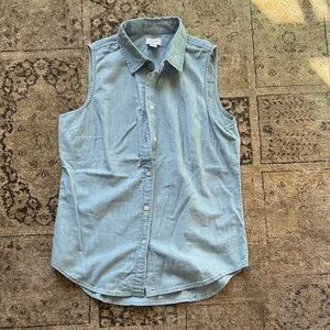 J. Crew Light Blue Denim Sleeveless Button-Up Top